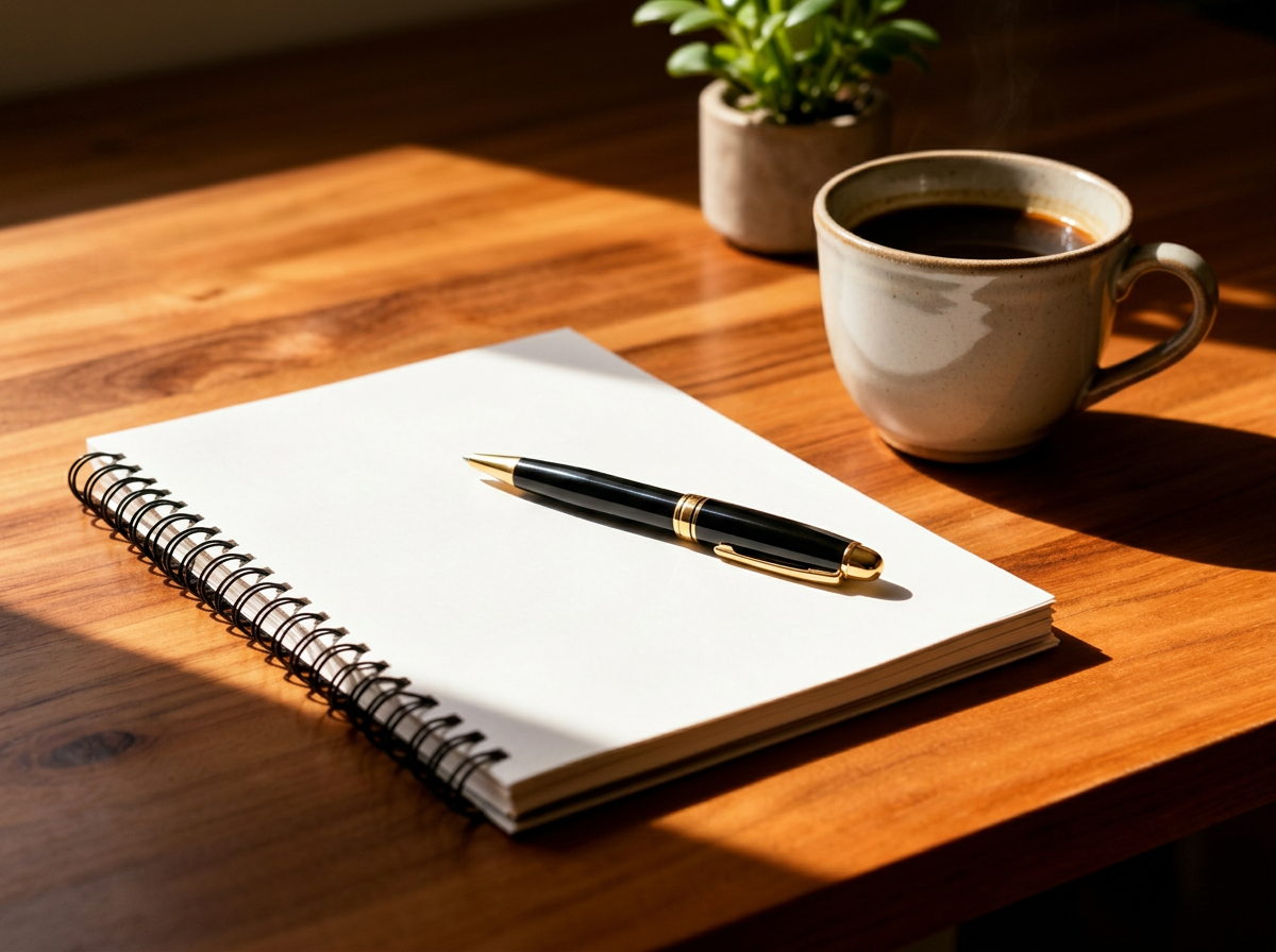 A warm desk with morning light